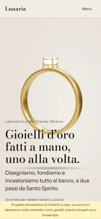 La home page di Lunaria vista dal telefono